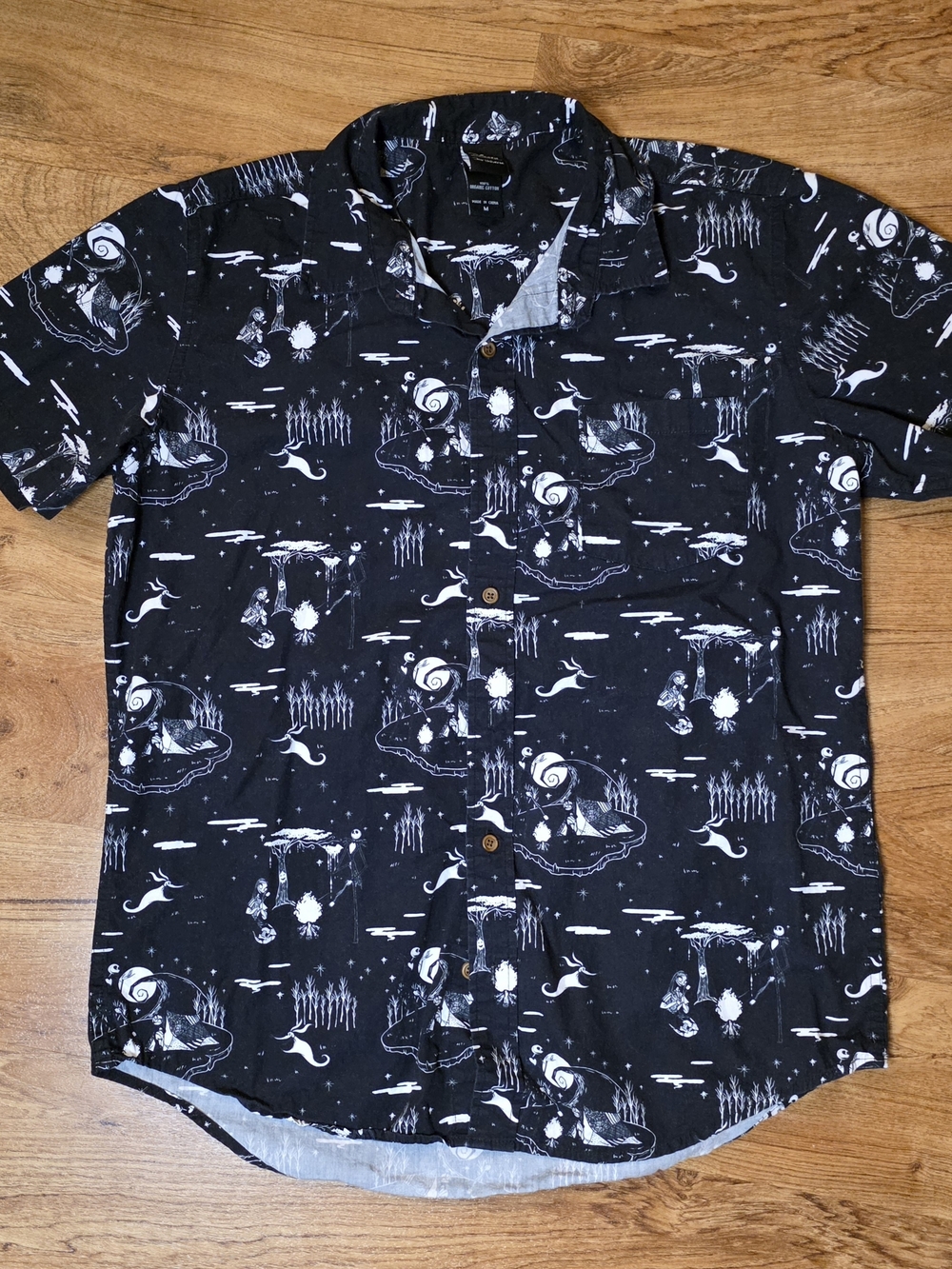Disney Our Universe Black & White Nightmare Before Christmas Button Down Top